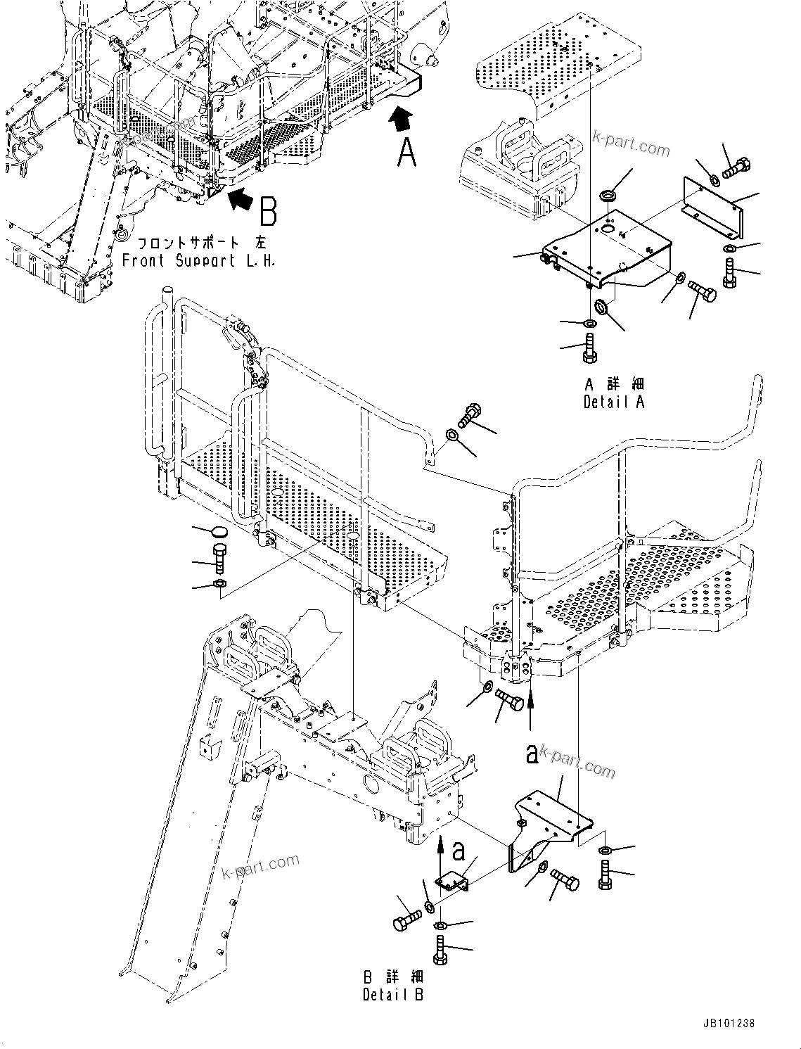 Komatsu parts book diagram for HD785-8E0 S/N 55001-UP: CAB STEP, BRACKET(#55001-)
