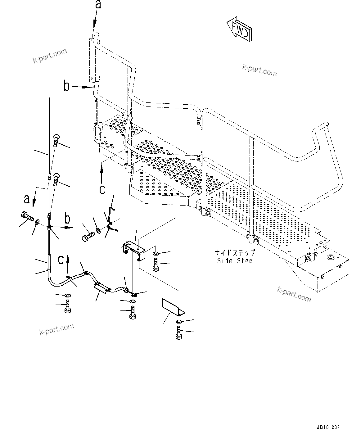 Komatsu parts book diagram for HD785-8E0 S/N 55001-UP: CAB STEP, ANTENNA(#55001-)