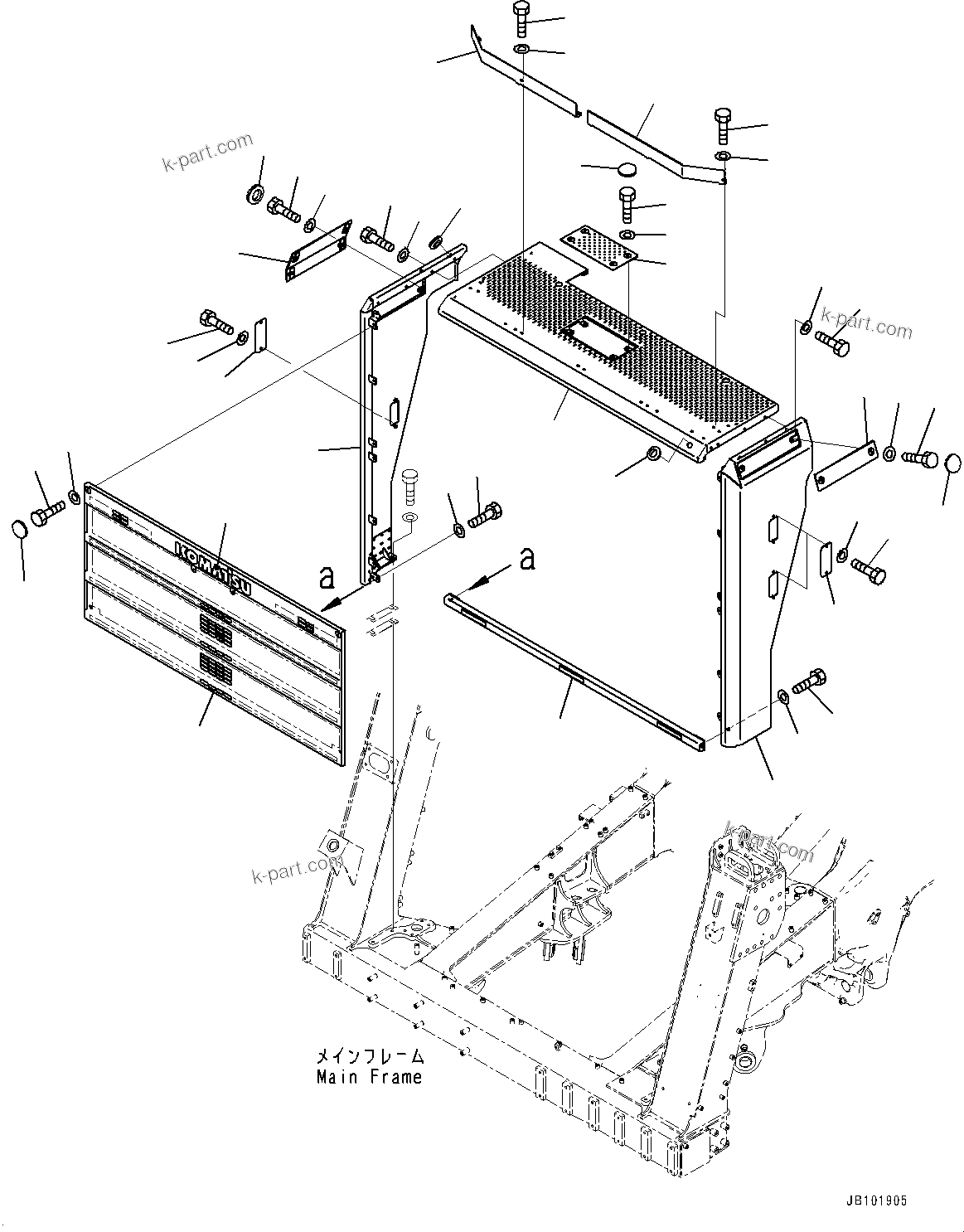 Komatsu parts book diagram for HD785-8E0 S/N 55001-UP: RADIATOR GUARD, GUARD(#55001-)