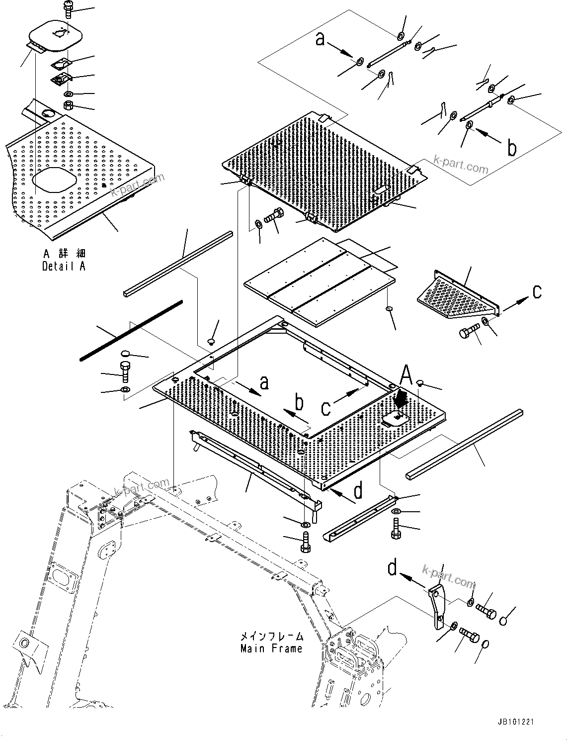 Komatsu parts book diagram for HD785-8E0 S/N 55001-UP: ENGINE HOOD, ENGINE HOOD(#55001-)