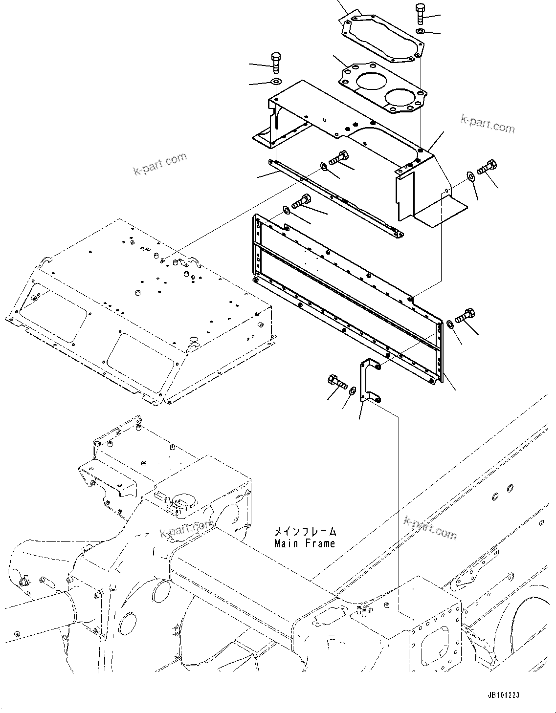 Komatsu parts book diagram for HD785-8E0 S/N 55001-UP: FIRE PROTECTION, ENGINE REAR COVER (1/2)(#55001-)