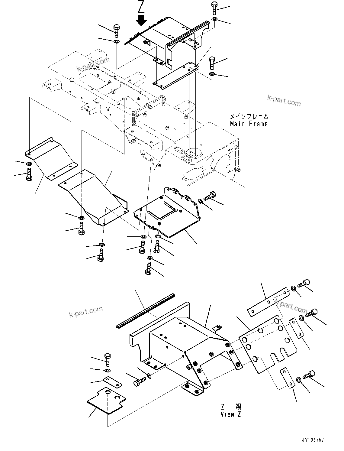 Komatsu parts book diagram for HD785-8E0 S/N 55001-UP: FIRE PROTECTION, EXHAUST COVER (1/3)(#55001-)