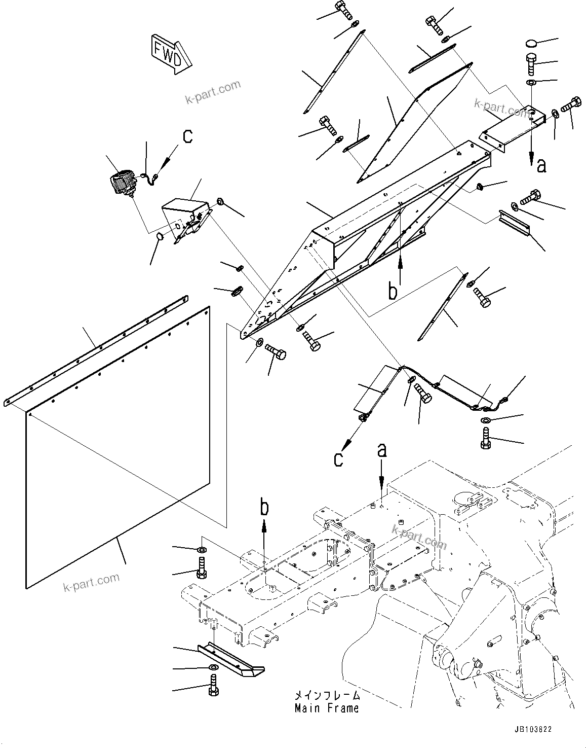Komatsu parts book diagram for HD785-8E0 S/N 55001-UP: FENDER, FENDER, R.H.(#55015-)