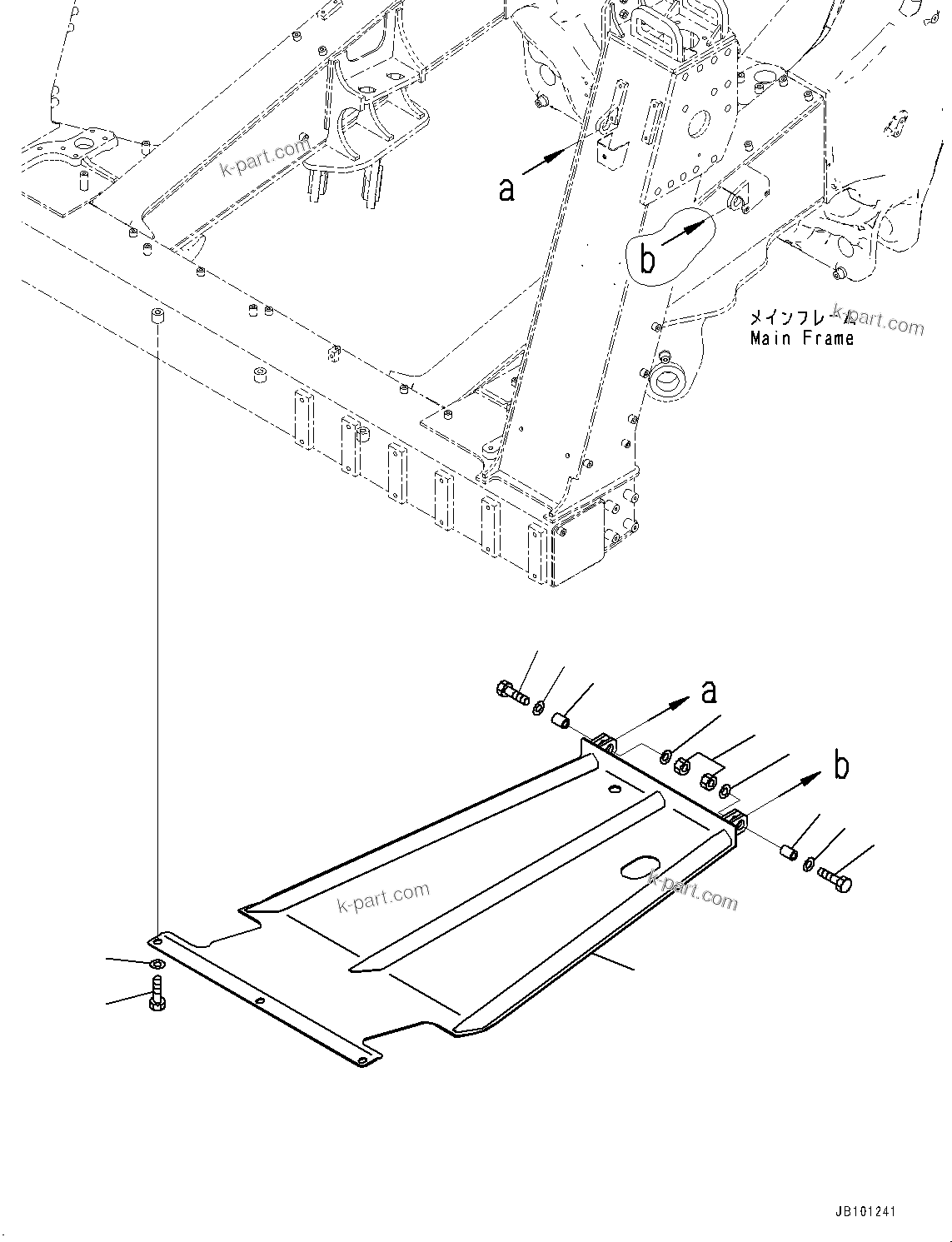 Komatsu parts book diagram for HD785-8E0 S/N 55001-UP: ENGINE UNDER GUARD, (#55001-)