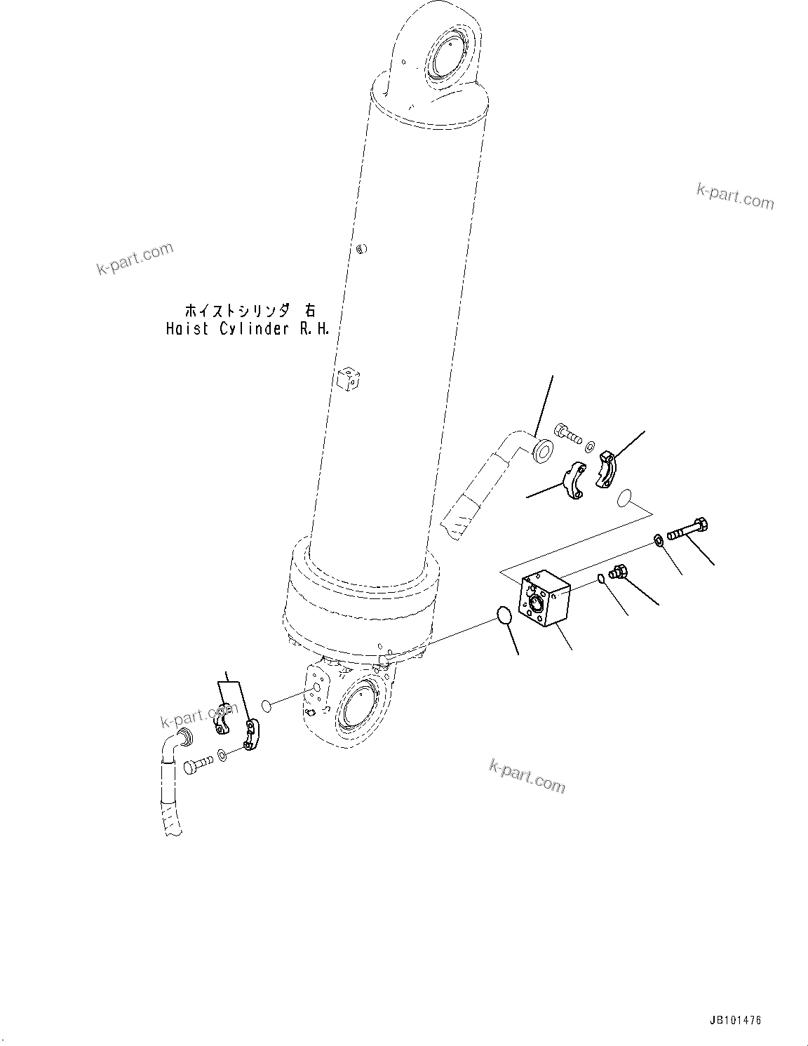 Komatsu parts book diagram for HD785-8E0 S/N 55001-UP: BODY HOIST CYLINDER, CYLINDER BLOCK (2/2)(#55001-)