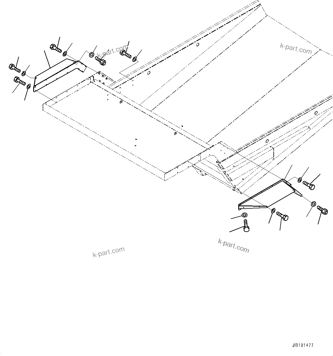 Komatsu parts book diagram for HD785-8E0 S/N 55001-UP: CAB GUARD, GUARD (WITH PLATFORM GUARD)(#55001-)