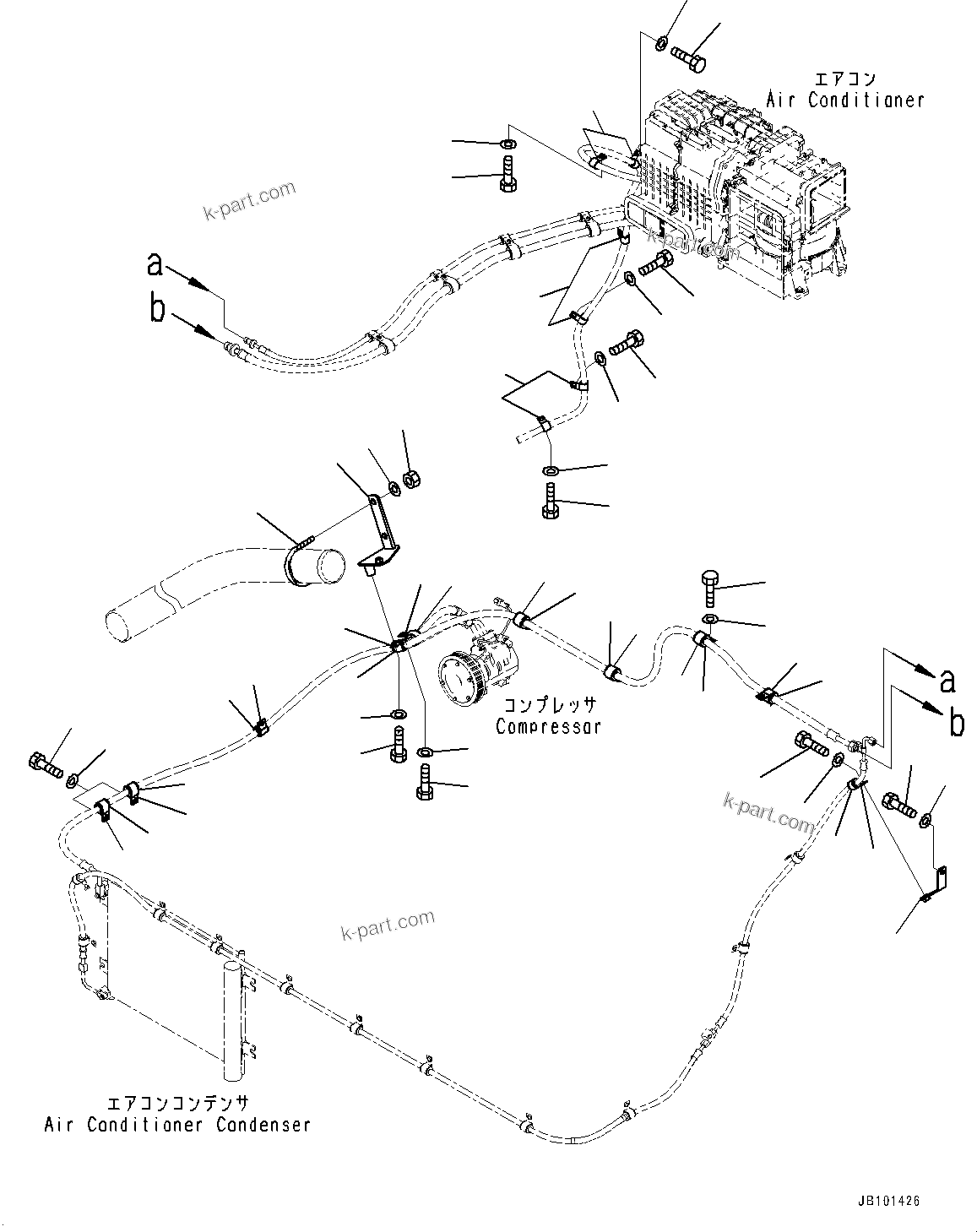 Komatsu parts book diagram for HD785-8E0 S/N 55001-UP: AIR CONDITIONER RELATED PARTS, HOSE CLAMP(#55001-)