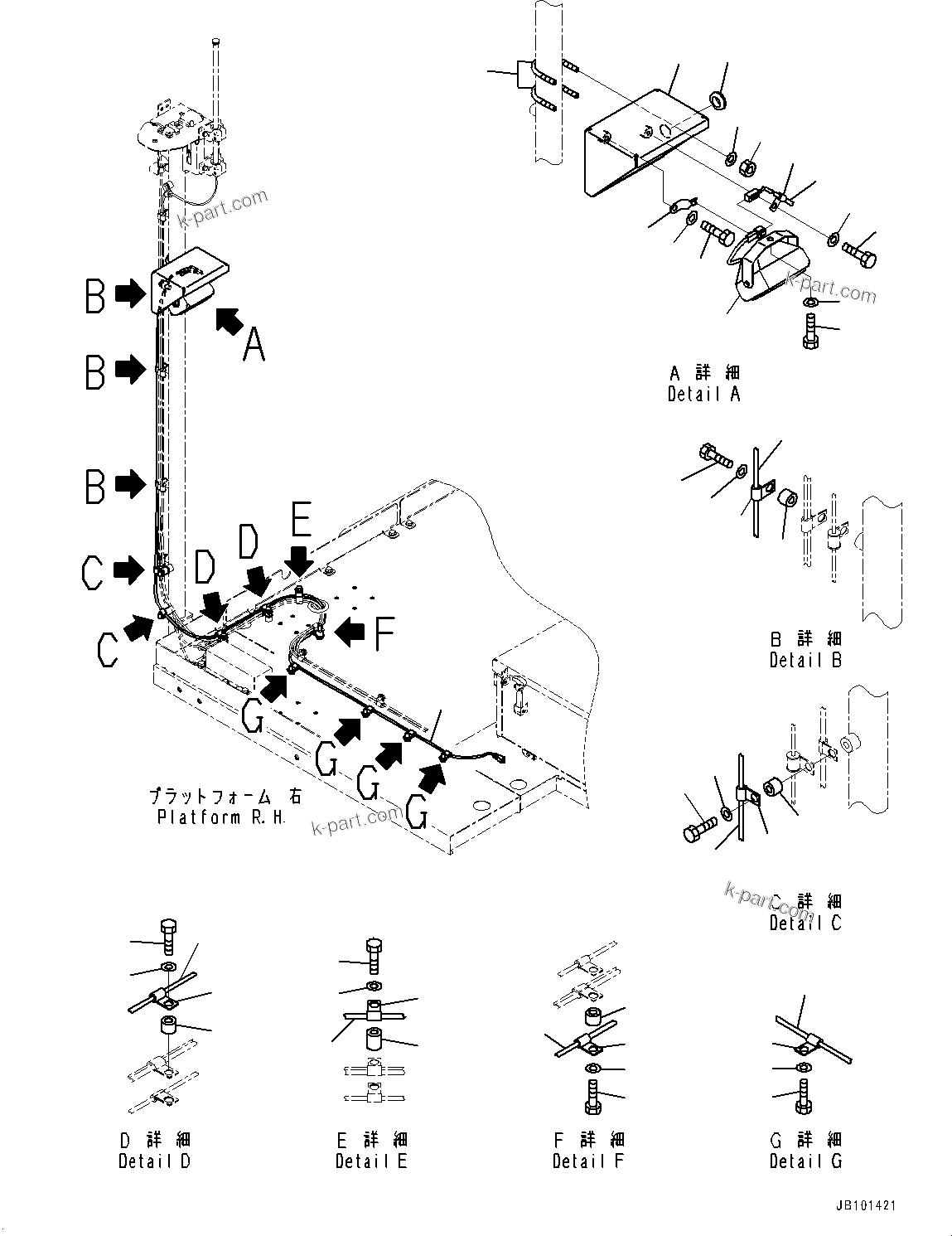 Komatsu parts book diagram for HD785-8E0 S/N 55001-UP: ANTENNA, WORKING LAMP(#55001-)