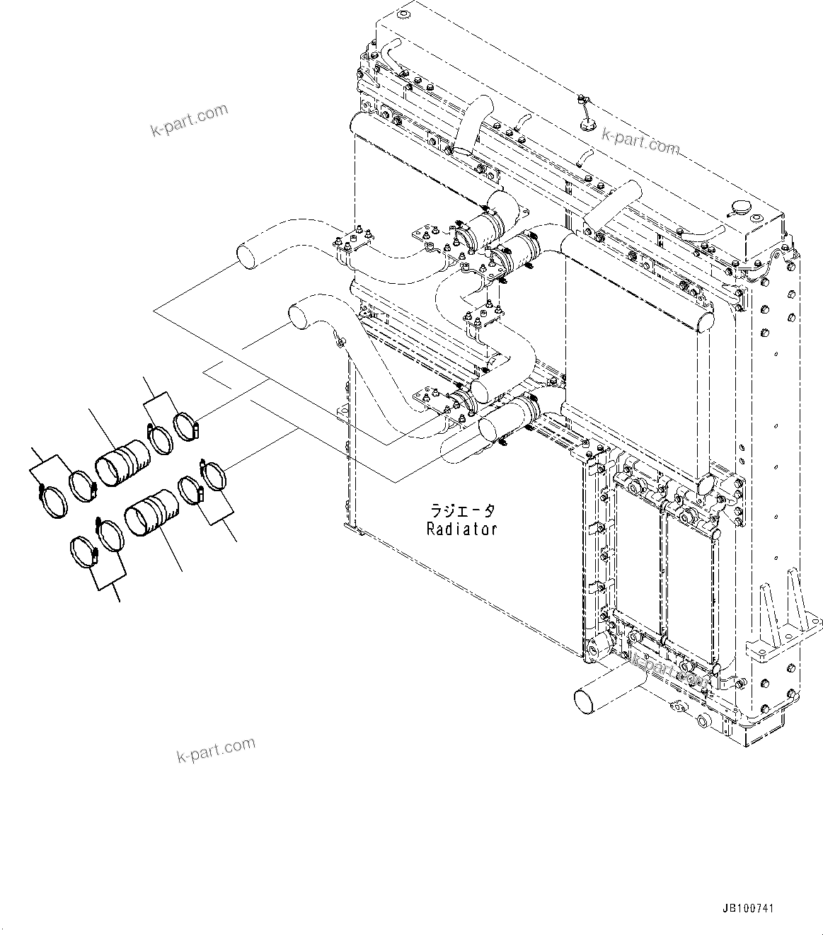 Komatsu parts book diagram for WA800-8E0 S/N 84001-UP: ENGINE RELATED PARTS, AFTERCOOLER PIPING(#84001-)