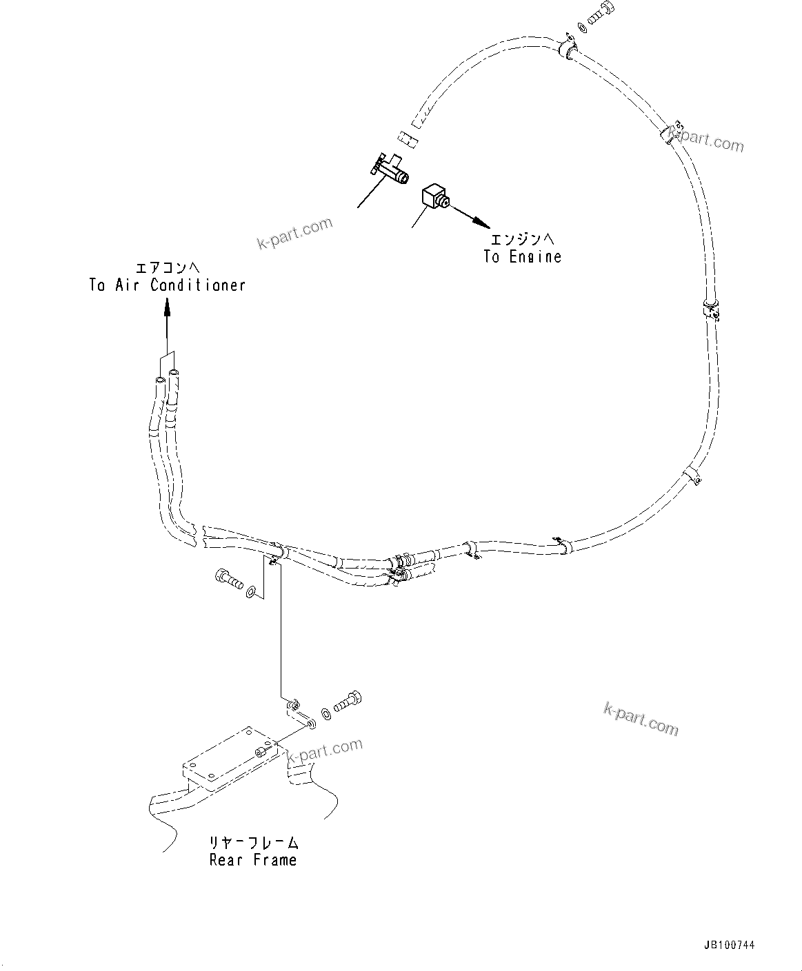 Komatsu parts book diagram for WA800-8E0 S/N 84001-UP: ENGINE RELATED PARTS, HEATER PIPING(#84001-)