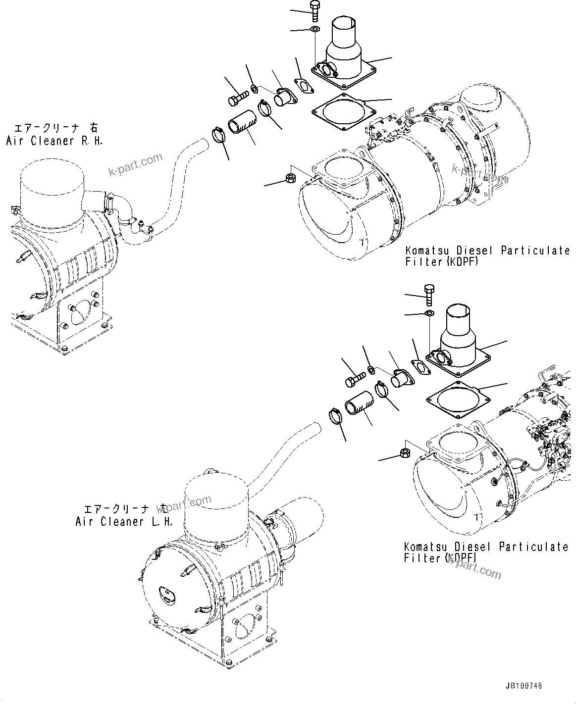 Komatsu parts book diagram for WA800-8E0 S/N 84001-UP: ENGINE RELATED PARTS, EXHAUST CONNECTOR(#84001-)