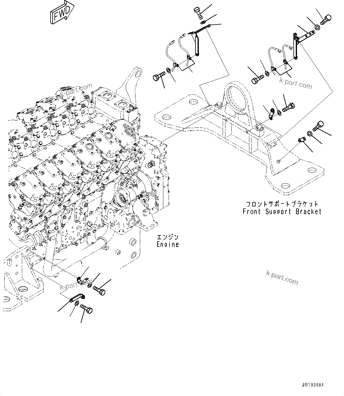 Komatsu parts book diagram for WA800-8E0 S/N 84001-UP: ENGINE RELATED PARTS, MOUNTING PARTS(#83001-)