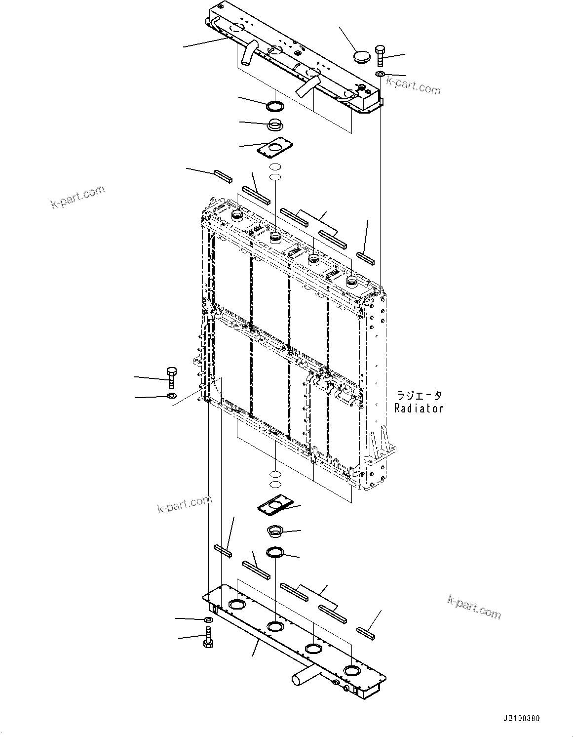 Komatsu parts book diagram for WA800-8E0 S/N 84001-UP: RADIATOR, UPPER AND LOWER TANK(#83001-)