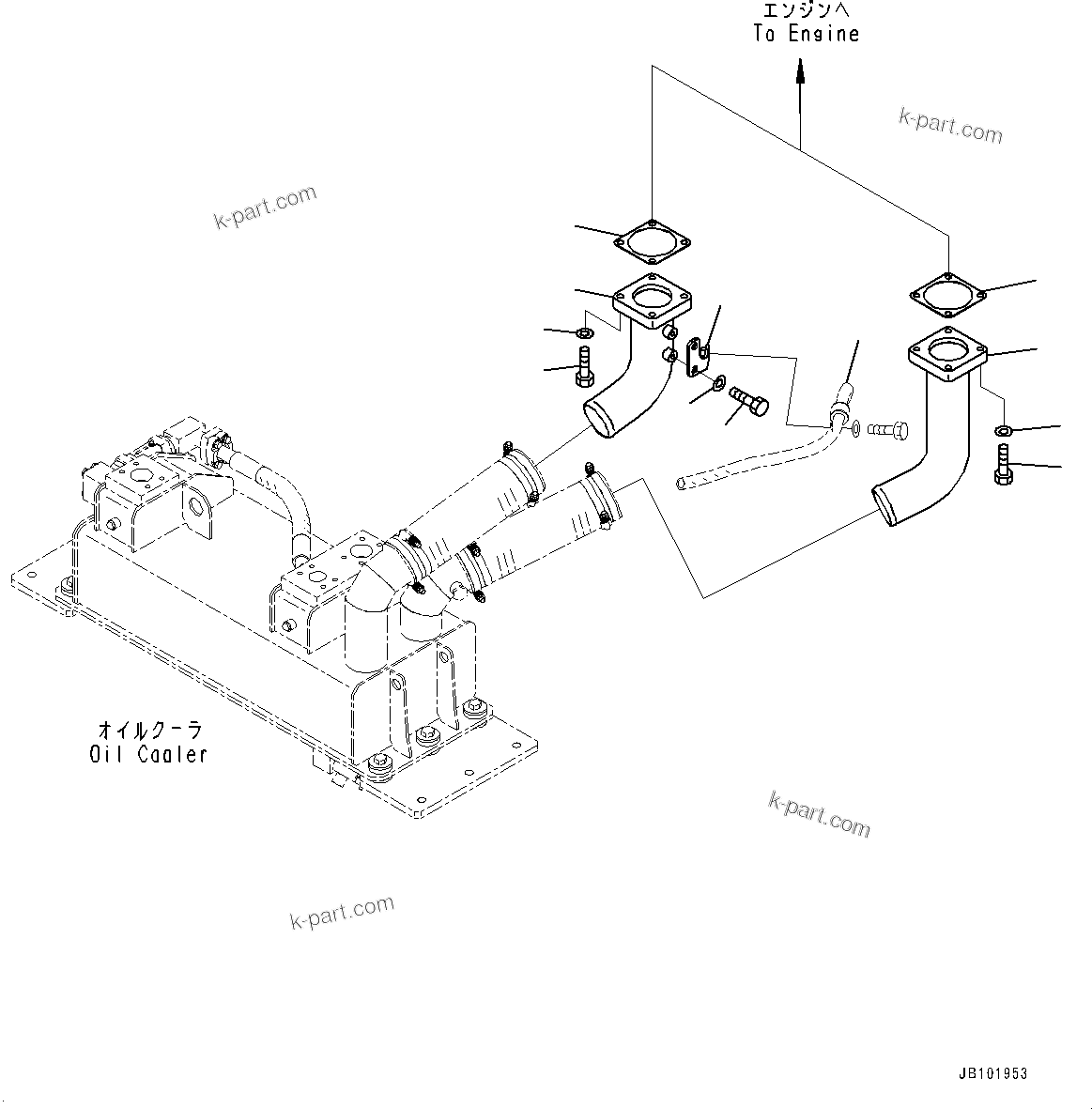 Komatsu parts book diagram for WA800-8E0 S/N 84001-UP: RADIATOR, OIL COOLER PIPING(#83001-)