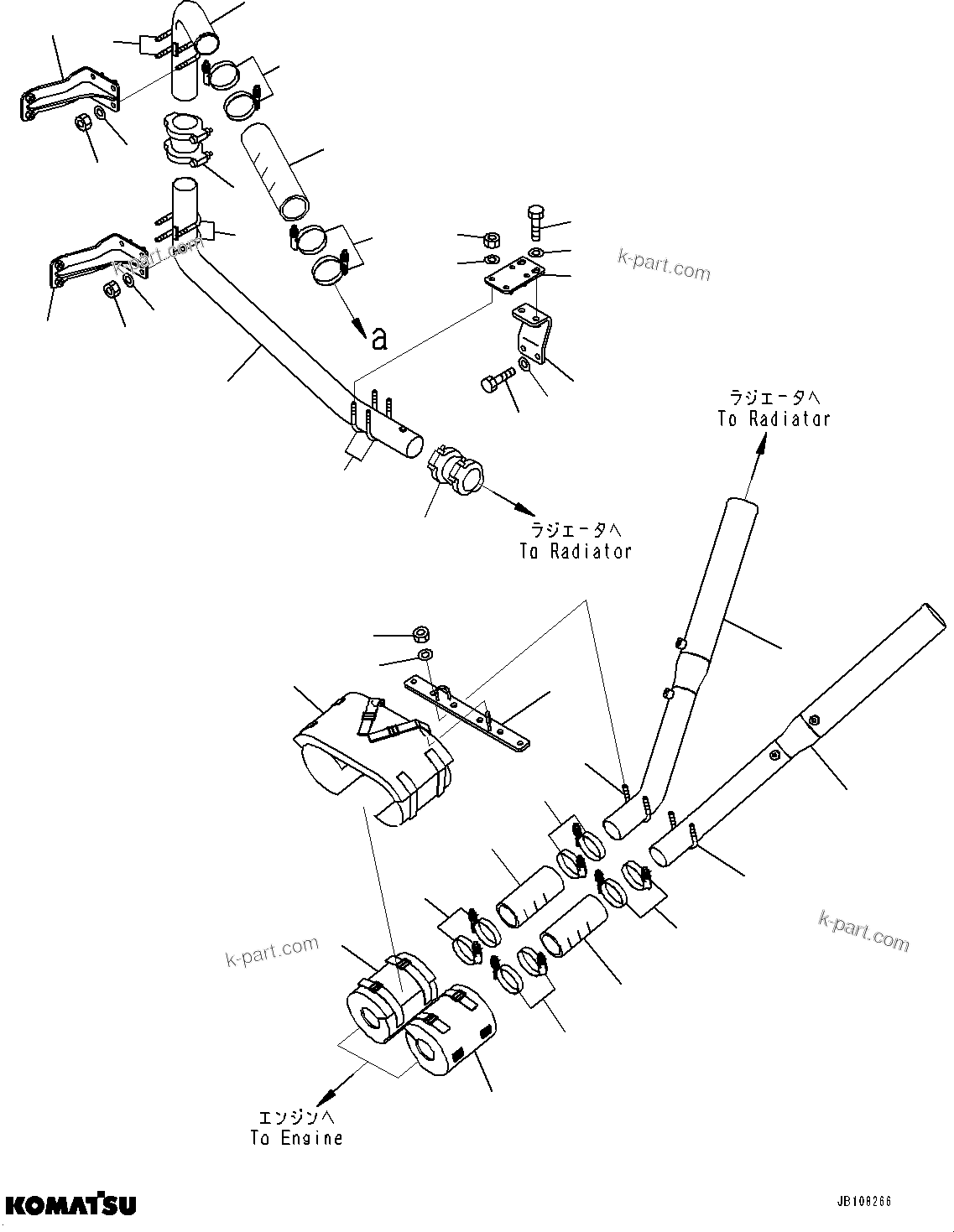 Komatsu parts book diagram for WA800-8E0 S/N 84001-UP: RADIATOR, PIPING (3/4)(#83001-)