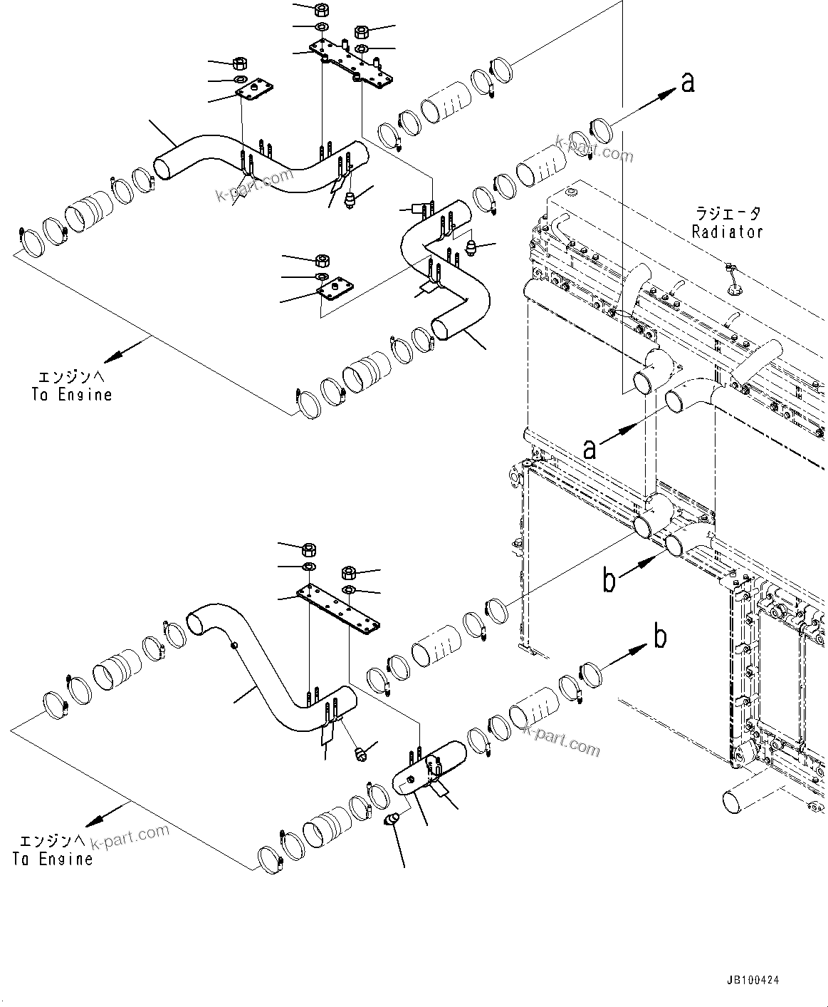 Komatsu parts book diagram for WA800-8E0 S/N 84001-UP: COOLING PIPING, COOLING TUBE(#83001-)