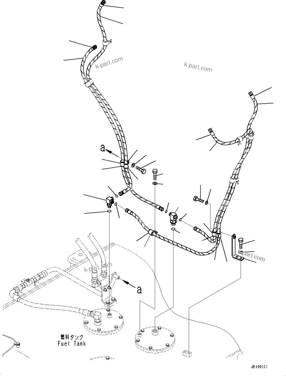 Komatsu parts book diagram for WA800-8E0 S/N 84001-UP: FUEL TANK, FUEL PIPING (2/2)(#83001-)