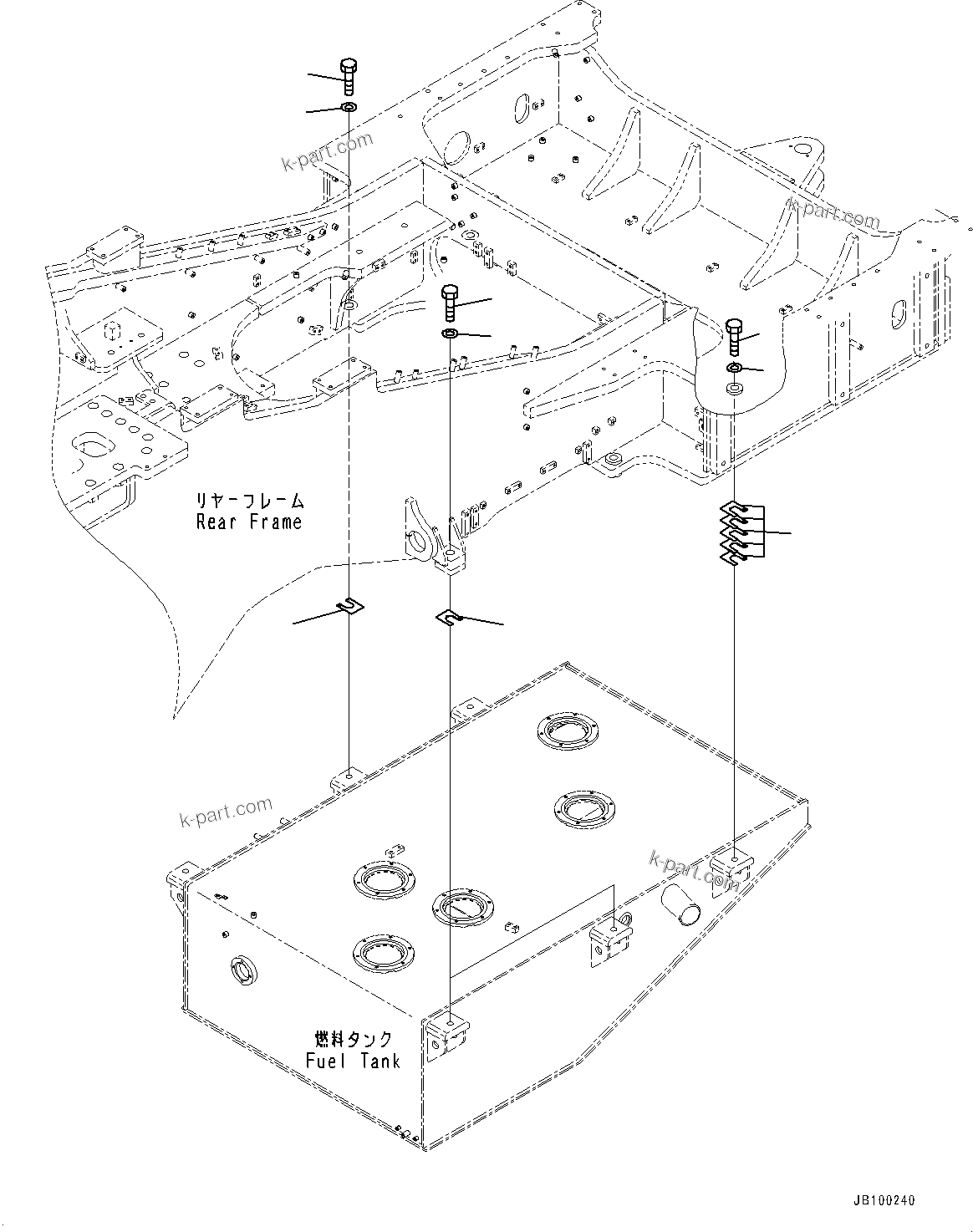 Komatsu parts book diagram for WA800-8E0 S/N 84001-UP: FUEL TANK, MOUNTING(#83001-)