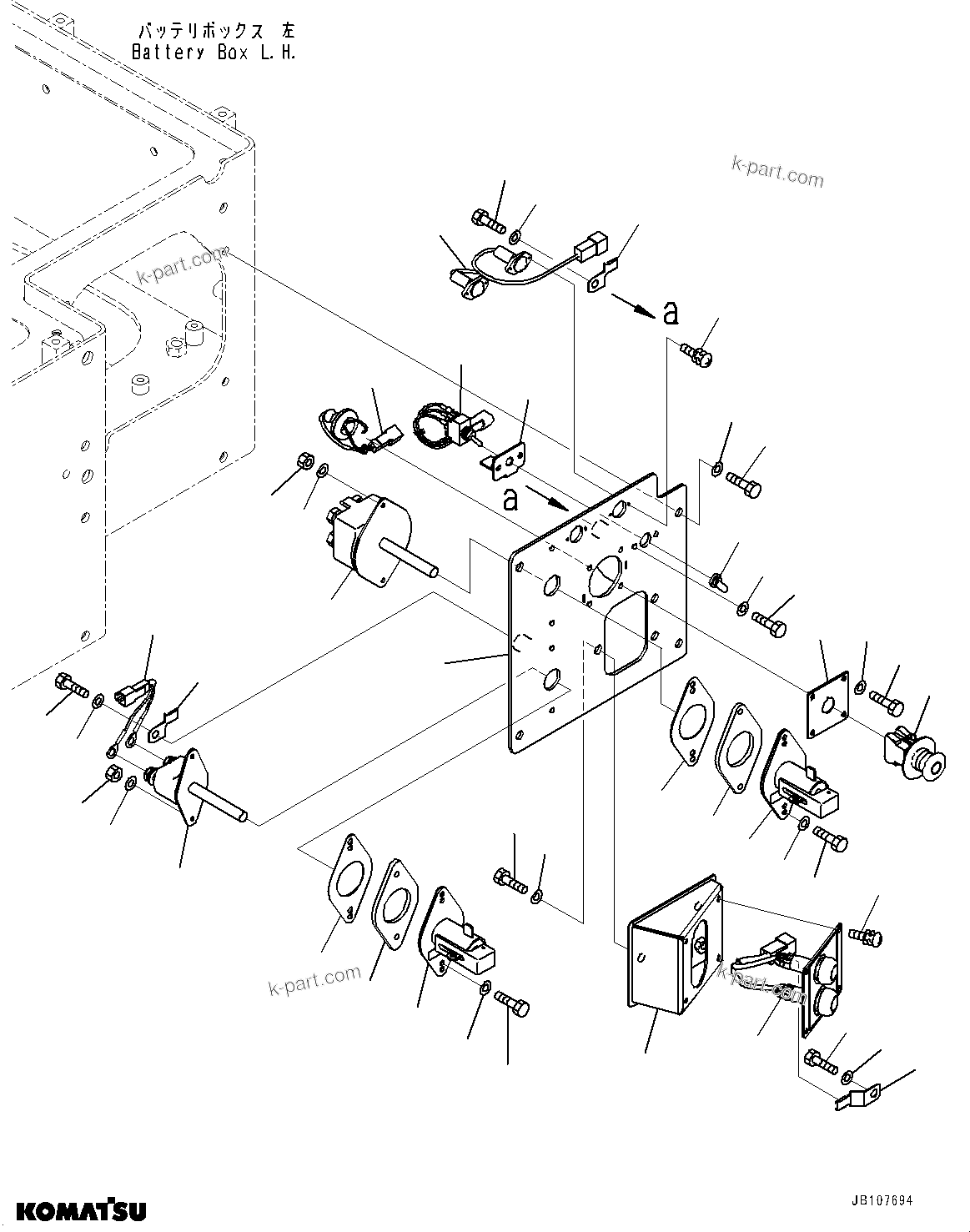 Komatsu parts book diagram for WA800-8E0 S/N 84001-UP: LEFT BATTERY BOX, SWITCH(#83001-)