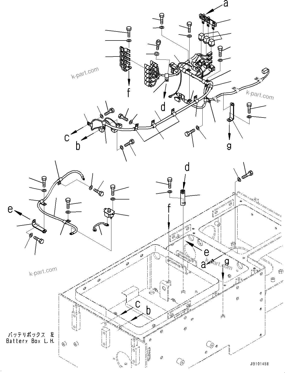 Komatsu parts book diagram for WA800-8E0 S/N 84001-UP: LEFT BATTERY BOX, POWER LADDER WIRING HARNESS(#83001-)