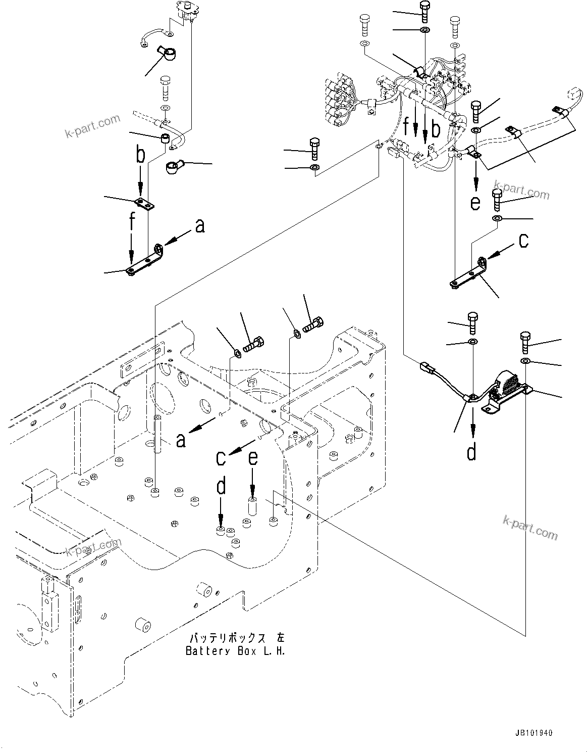 Komatsu parts book diagram for WA800-8E0 S/N 84001-UP: LEFT BATTERY BOX, MOUNTING (1/2)(#83001-)