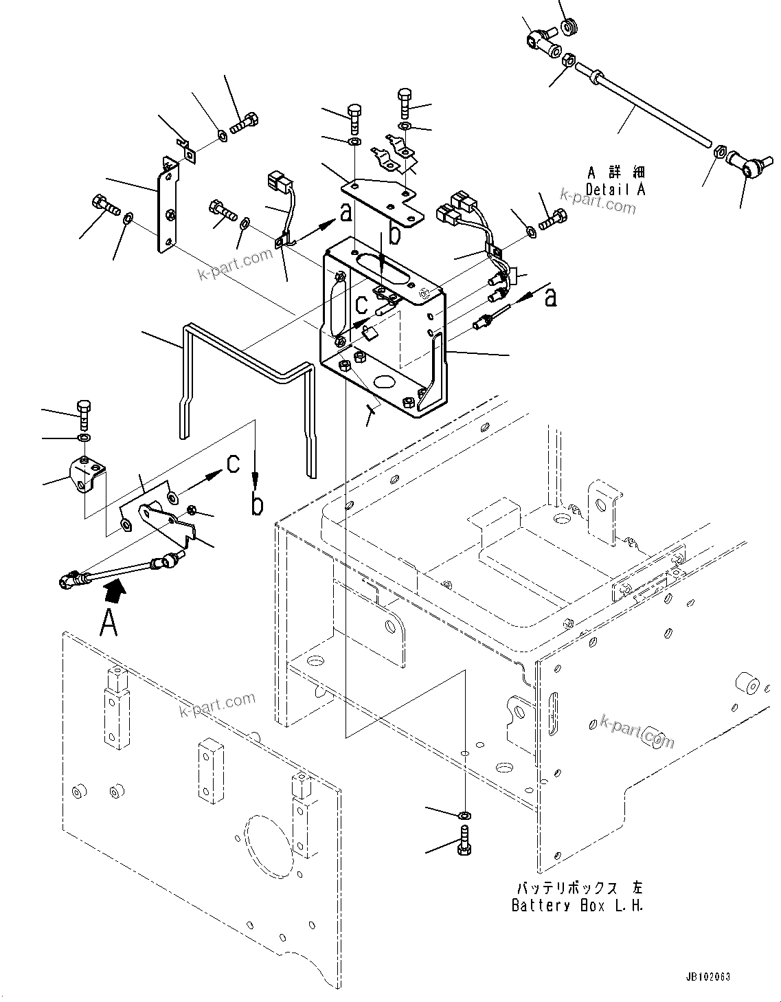 Komatsu parts book diagram for WA800-8E0 S/N 84001-UP: LEFT BATTERY BOX, MOUNTING (2/2)(#83001-)