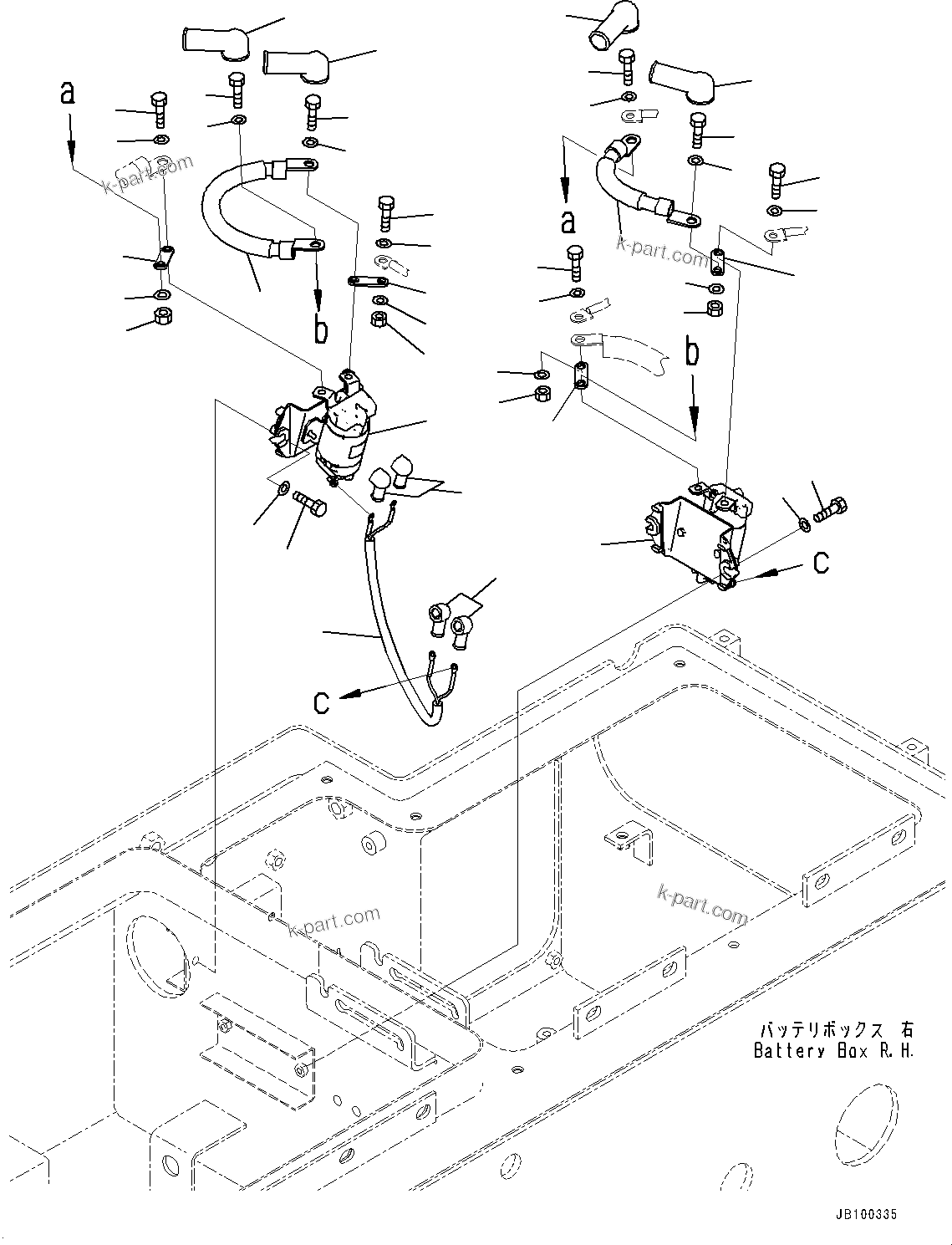 Komatsu parts book diagram for WA800-8E0 S/N 84001-UP: RIGHT BATTERY BOX, BATTERY RELAY(#83001-)