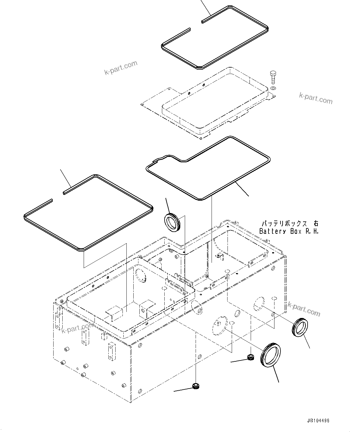 Komatsu parts book diagram for WA800-8E0 S/N 84001-UP: RIGHT BATTERY BOX, GROMMET(#83001-)