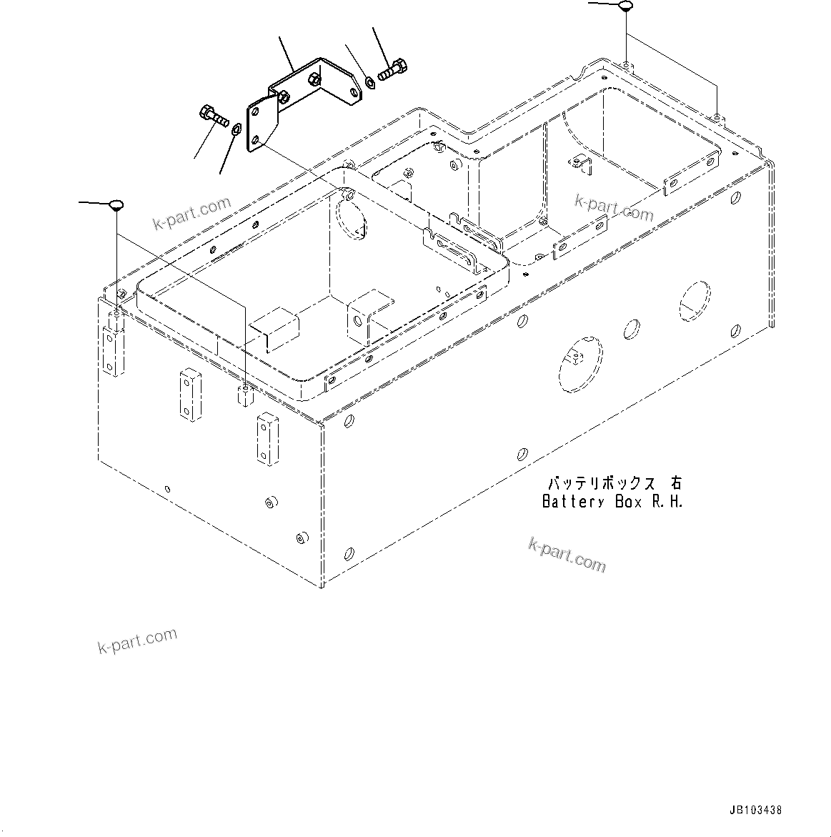 Komatsu parts book diagram for WA800-8E0 S/N 84001-UP: RIGHT BATTERY BOX, BATTERY BOX MOUNTING (2/3)(#83001-)
