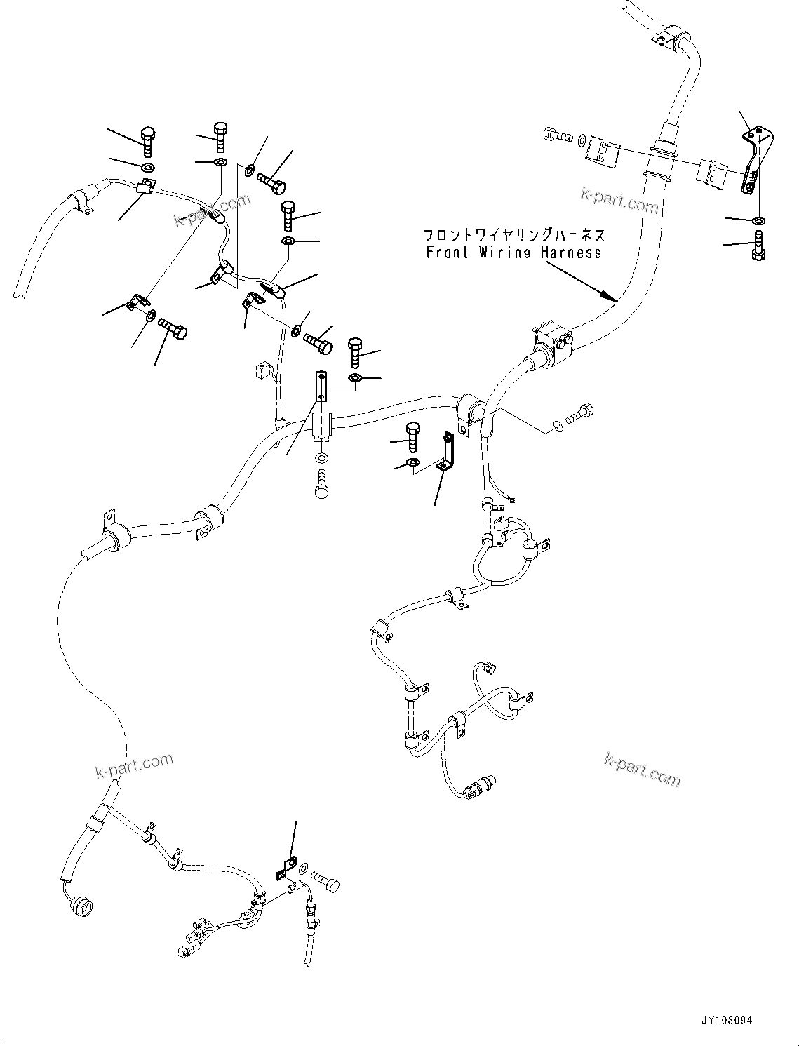 Komatsu parts book diagram for WA800-8E0 S/N 84001-UP: FRONT WIRING HARNESS - HORN, WIRING HARNESS MOUNTING (2/4)(#83001-83013)