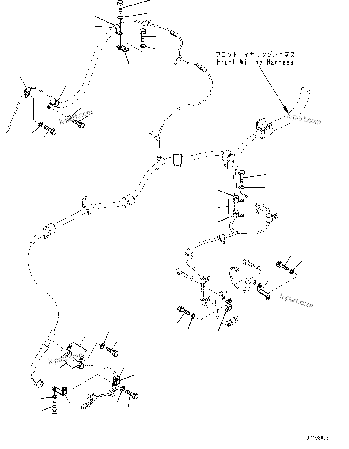 Komatsu parts book diagram for WA800-8E0 S/N 84001-UP: FRONT WIRING HARNESS - HORN, WIRING HARNESS MOUNTING (4/4)(#83001-83013)