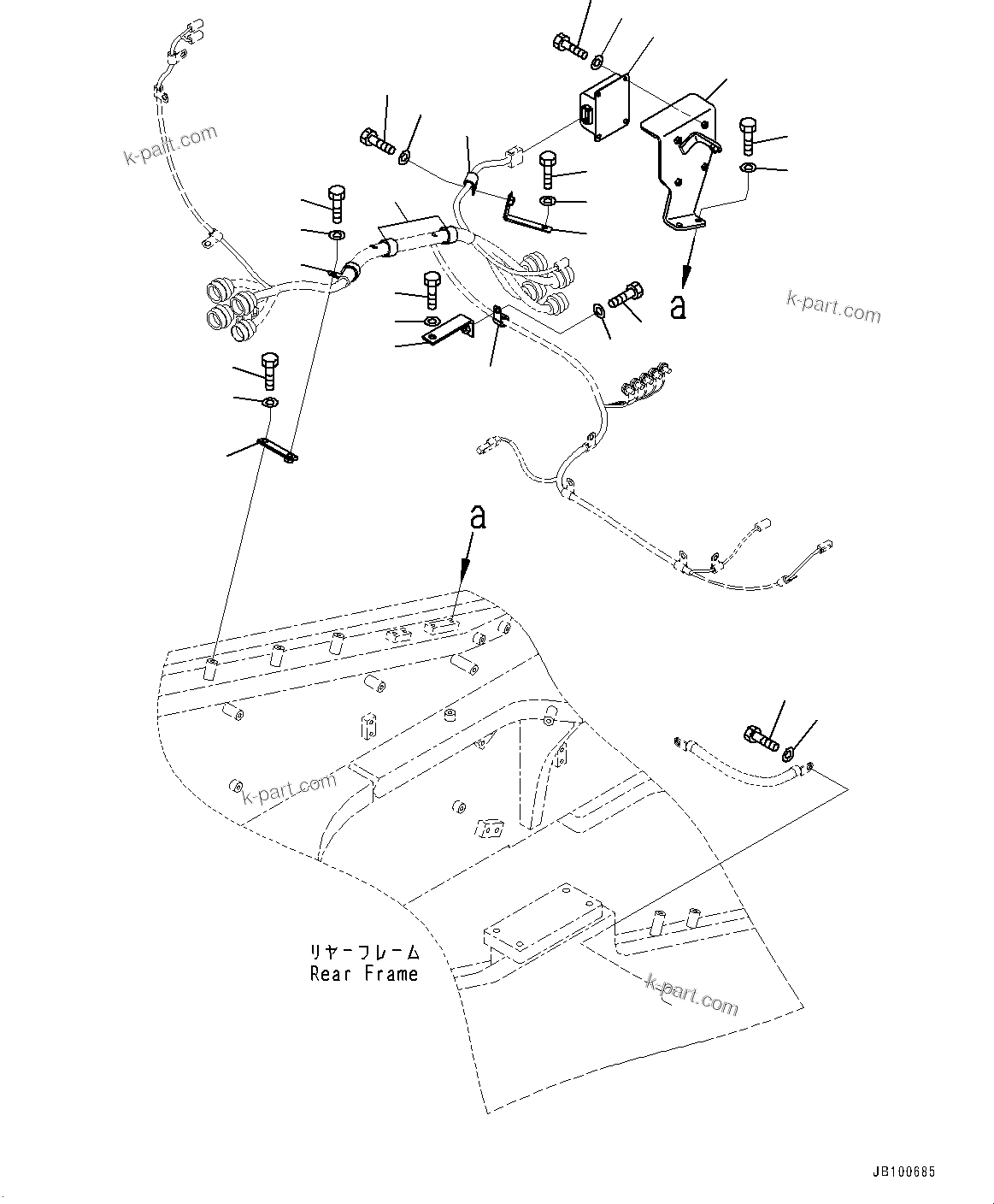 Komatsu parts book diagram for WA800-8E0 S/N 84001-UP: REAR WIRING HARNESS, PRIMING PUMP SWITCH(#84001-)