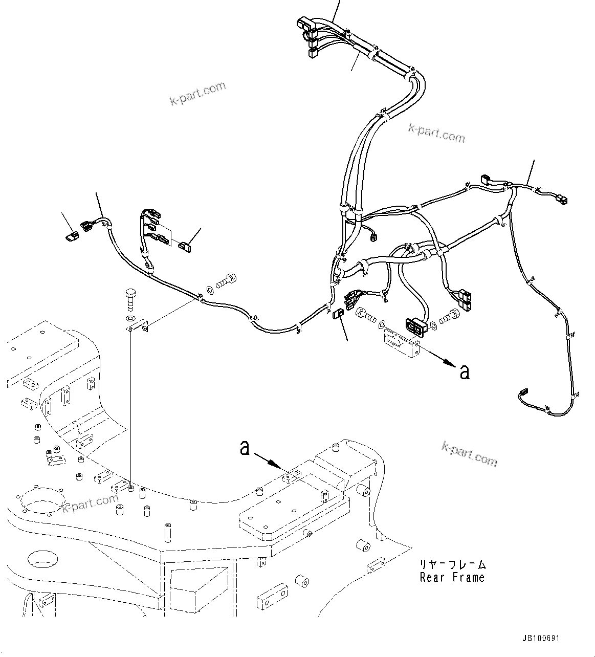 Komatsu parts book diagram for WA800-8E0 S/N 84001-UP: REAR WIRING HARNESS, WIRING HARNESS, L.H.(#84001-)