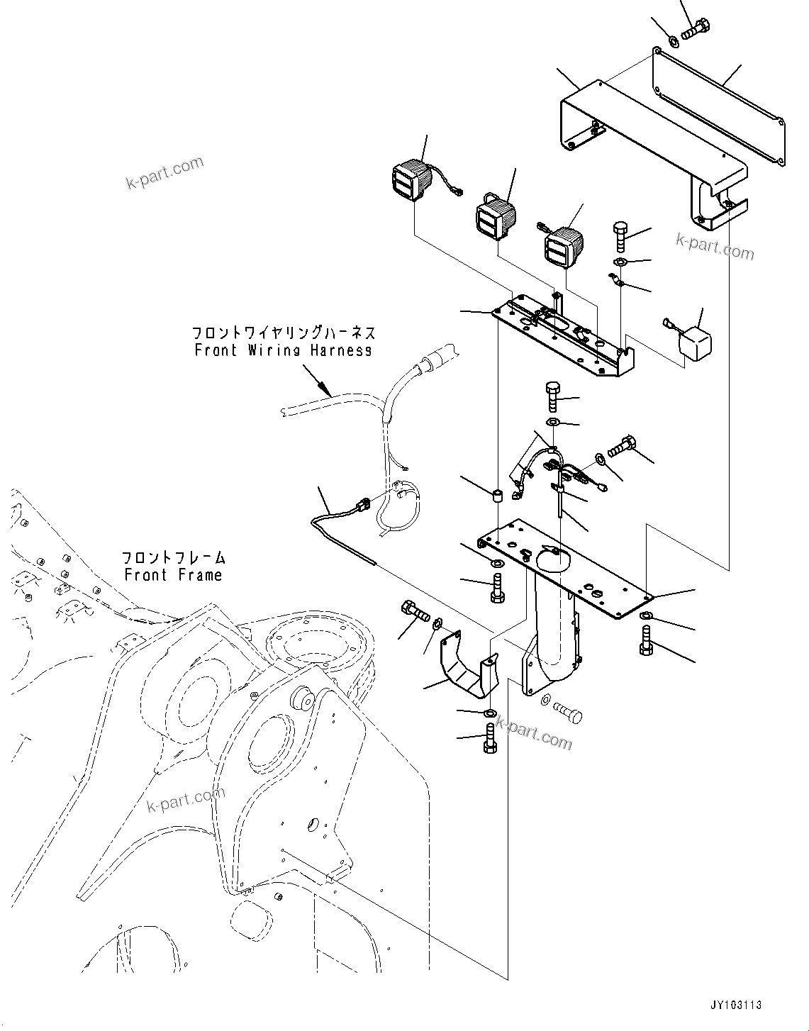 Komatsu parts book diagram for WA800-8E0 S/N 84001-UP: FRONT LAMP L.H., LAMP(#83001-83000)