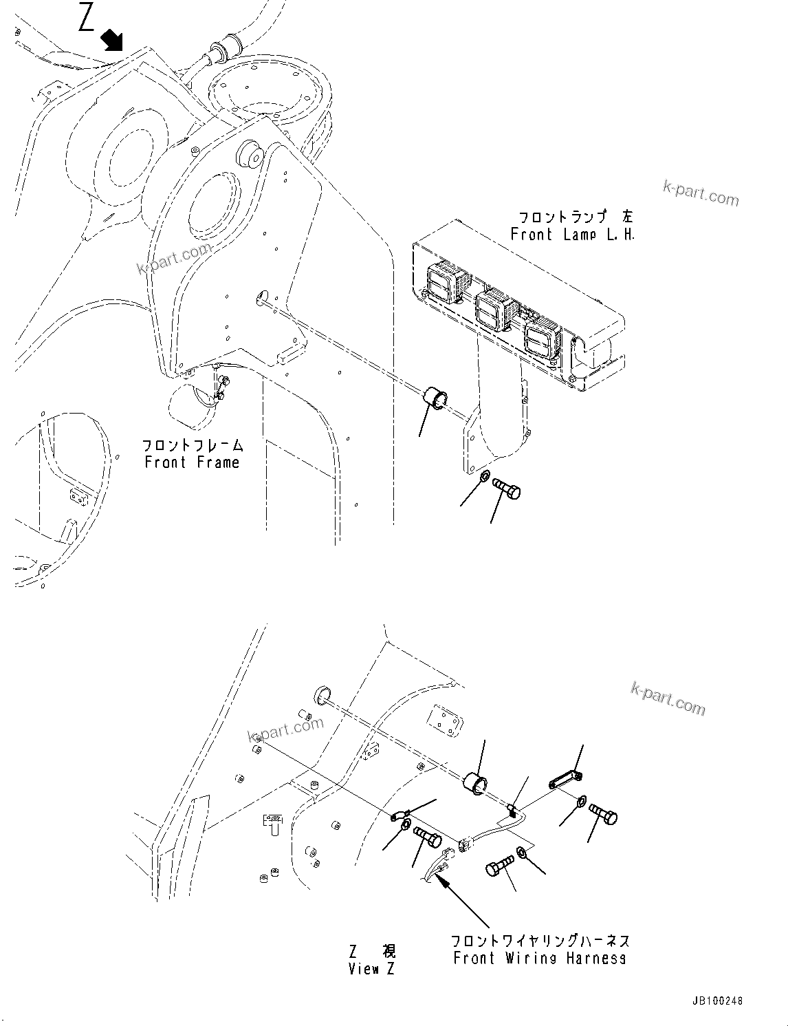 Komatsu parts book diagram for WA800-8E0 S/N 84001-UP: FRONT LAMP L.H., MOUNTING(#83001-)