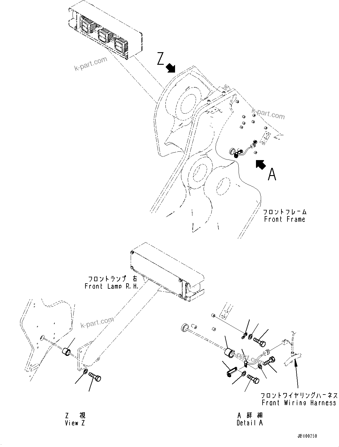 Komatsu parts book diagram for WA800-8E0 S/N 84001-UP: FRONT LAMP R.H., MOUNTING(#83001-)
