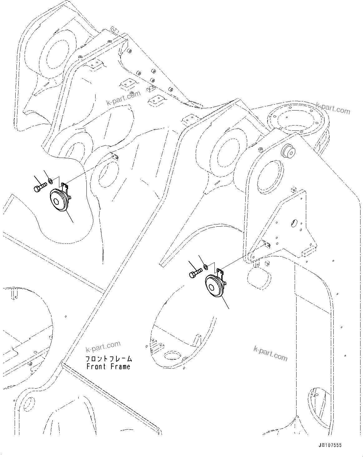 Komatsu parts book diagram for WA800-8E0 S/N 84001-UP: HORN, (#83001-83000)