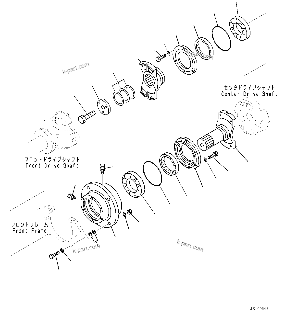 Komatsu parts book diagram for WA800-8E0 S/N 84001-UP: PROPELLER SHAFT, SUPPORT(#83001-)