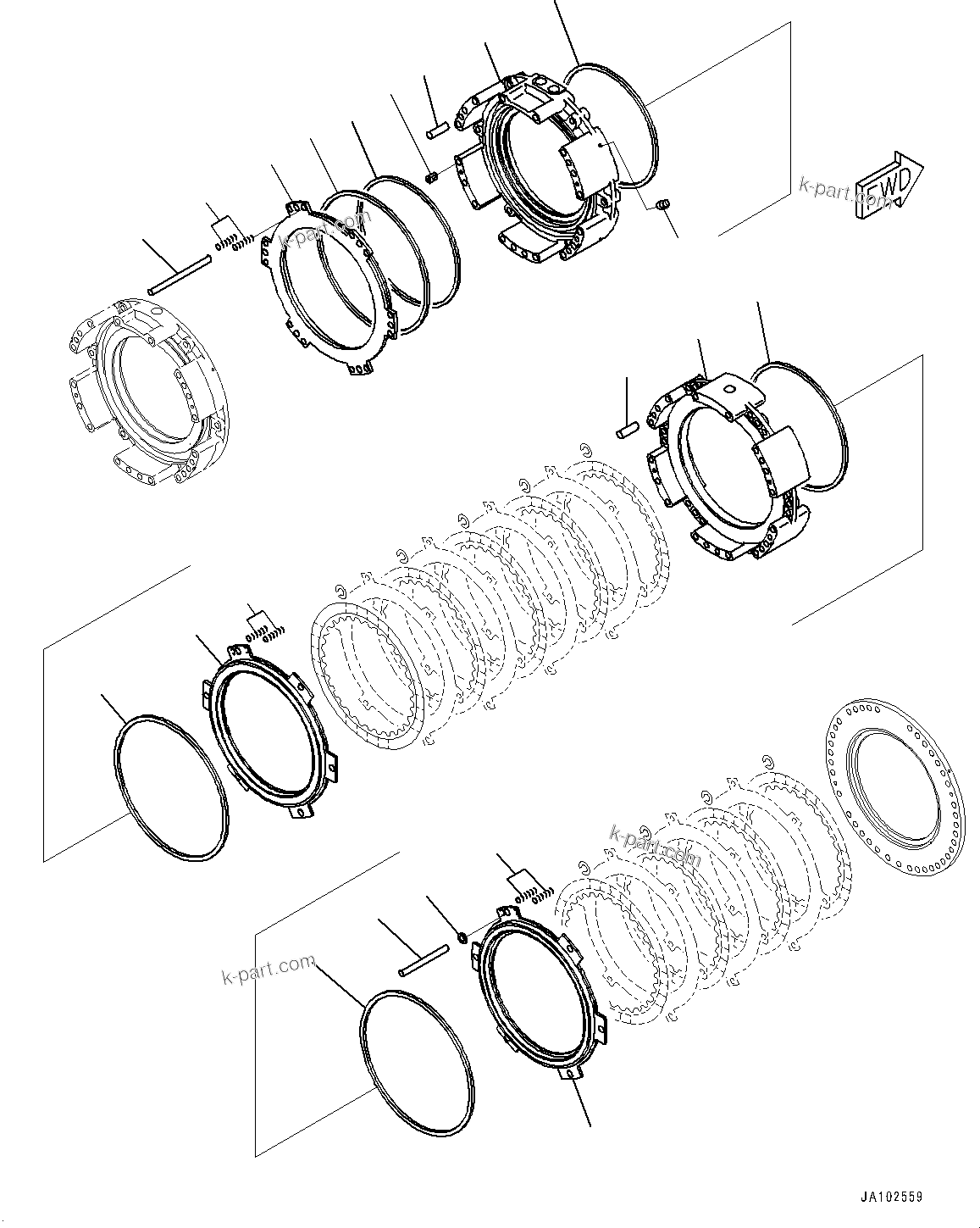 Komatsu parts book diagram for WA800-8E0 S/N 84001-UP: TORQUE CONVERTER AND TRANSMISSION, 2ND AND 3RD HOUSING(#83001-)