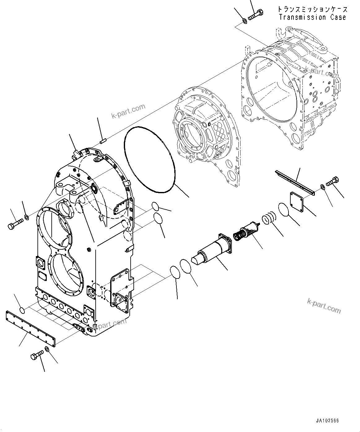 Komatsu parts book diagram for WA800-8E0 S/N 84001-UP: TORQUE CONVERTER AND TRANSMISSION, TRANSFER CASE(#83001-)