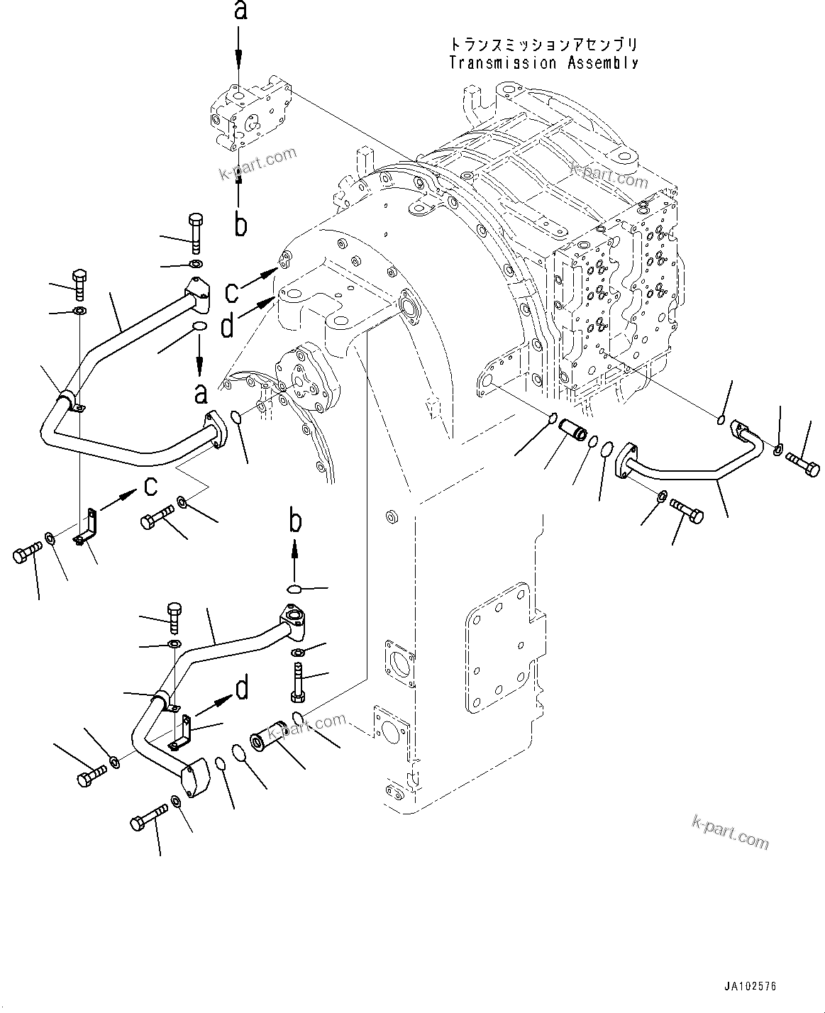Komatsu parts book diagram for WA800-8E0 S/N 84001-UP: TORQUE CONVERTER AND TRANSMISSION, TRANSMISSION PIPING (2/3)(#83001-)