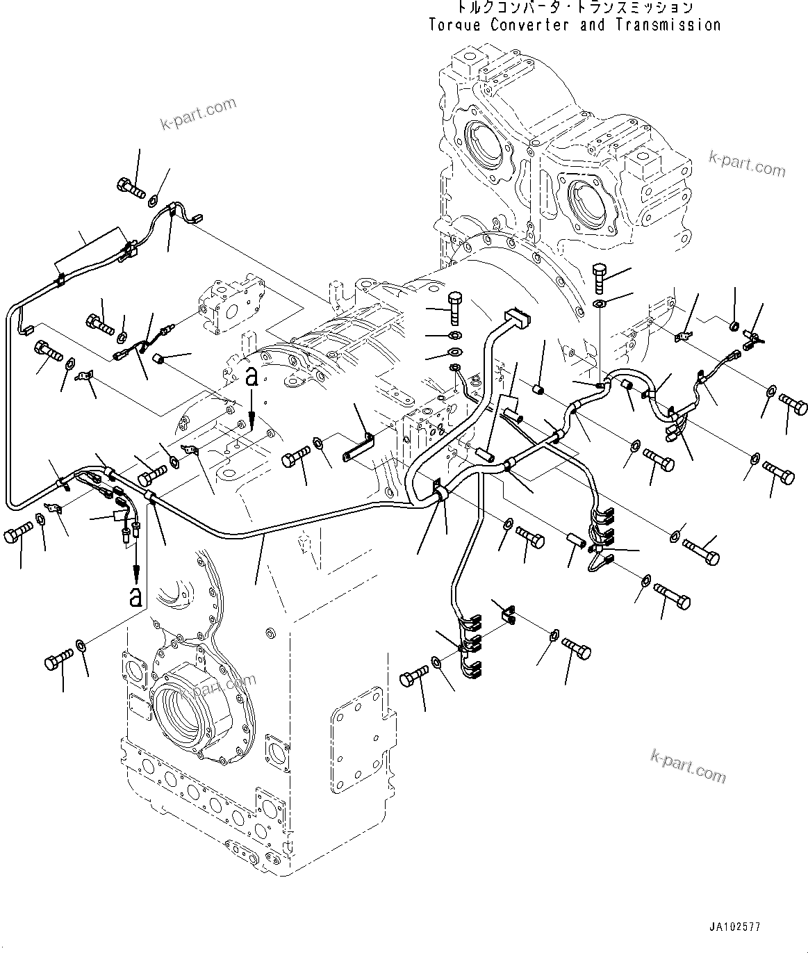 Komatsu parts book diagram for WA800-8E0 S/N 84001-UP: TORQUE CONVERTER AND TRANSMISSION, WIRING HARNESS(#83001-)
