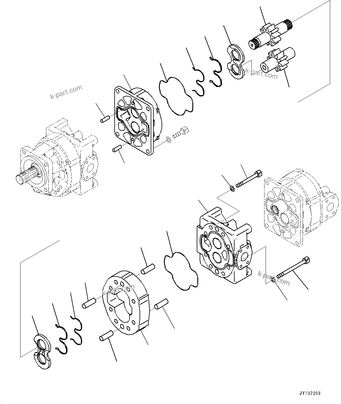 Komatsu parts book diagram for WA800-8E0 S/N 84001-UP: TORQUE CONVERTER AND TRANSMISSION, GEAR PUMP (2/9) (TRANSMISSION LUBRICATION)(#83001-)