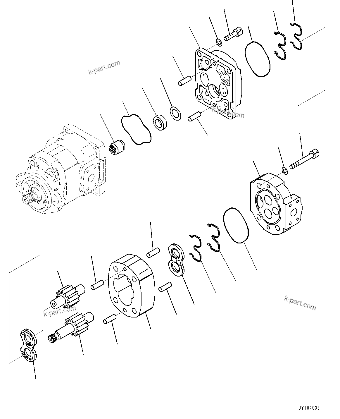 Komatsu parts book diagram for WA800-8E0 S/N 84001-UP: TORQUE CONVERTER AND TRANSMISSION, GEAR PUMP (6/9) (BRAKE COOLING PUMP)(#83001-)
