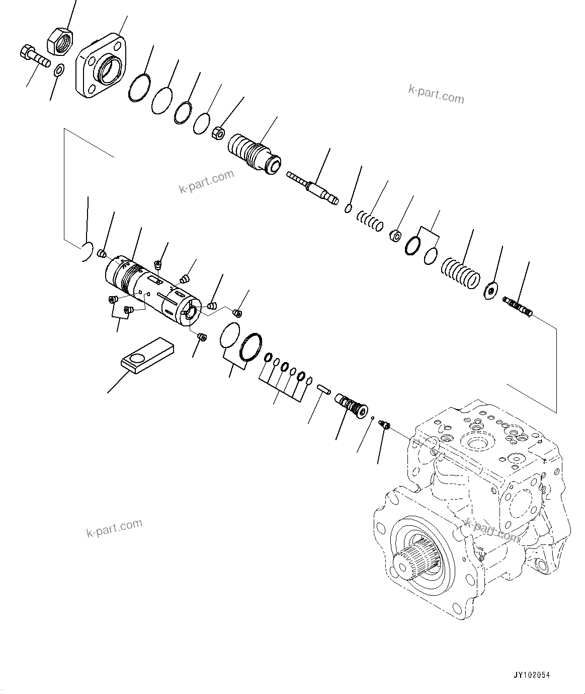 Komatsu parts book diagram for WA800-8E0 S/N 84001-UP: TORQUE CONVERTER AND TRANSMISSION, PISTON PUMP (26/37) (STEERING PUMP)(#83001-)