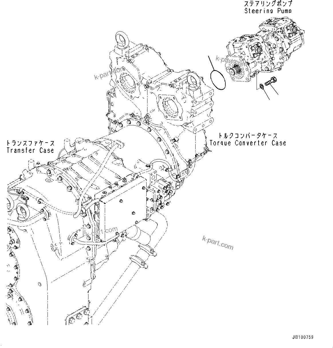 Komatsu parts book diagram for WA800-8E0 S/N 84001-UP: TORQUE CONVERTER AND TRANSMISSION, PUMP MOUNTING (1/3)(#83001-)
