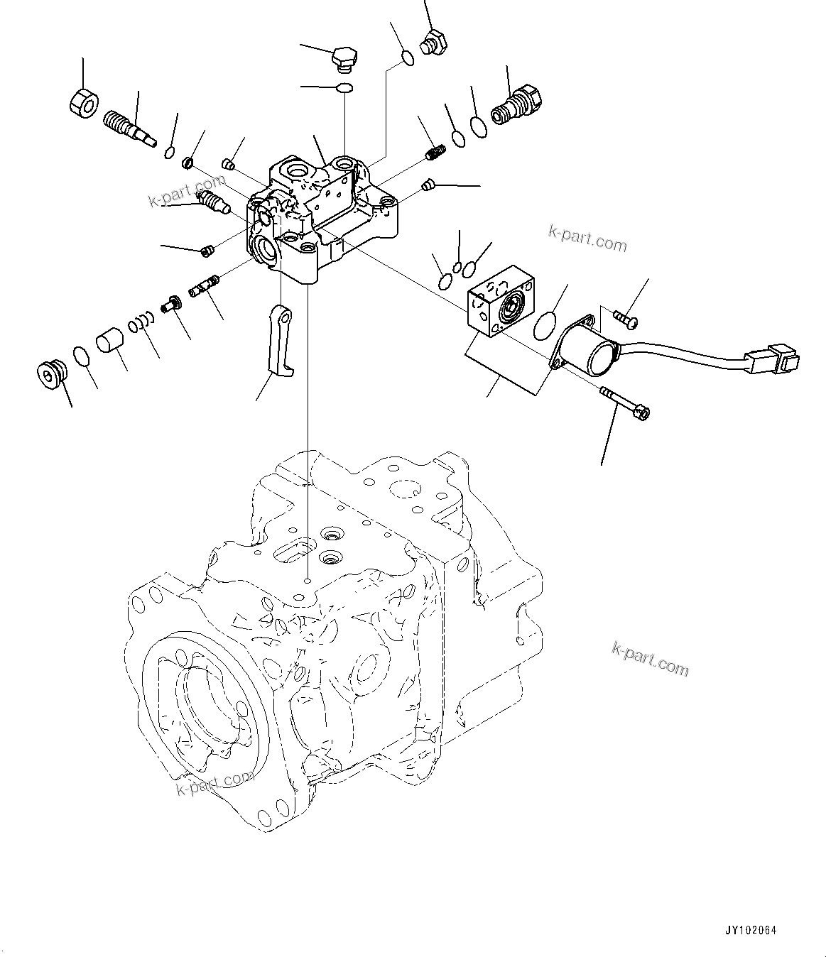Komatsu parts book diagram for WA800-8E0 S/N 84001-UP: TORQUE CONVERTER AND TRANSMISSION, PISTON PUMP (36/37) (COOLING FAN PUMP)(#83001-)