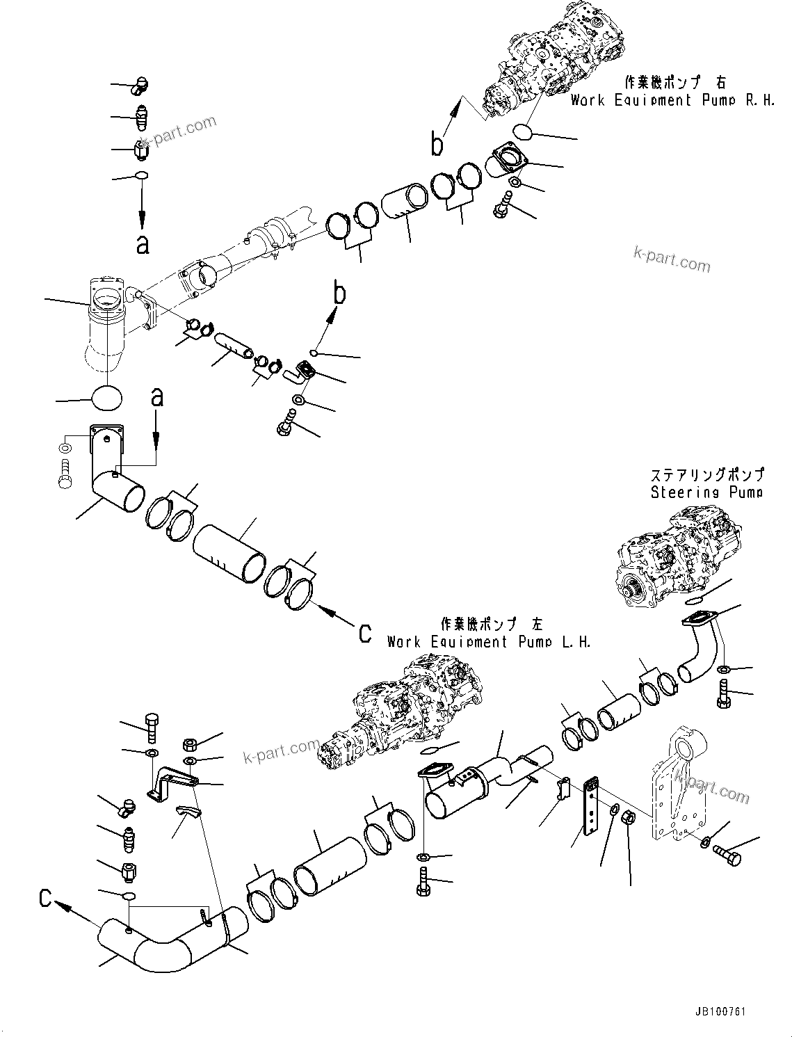 Komatsu parts book diagram for WA800-8E0 S/N 84001-UP: TORQUE CONVERTER AND TRANSMISSION, SUCTION PIPING (2/3)(#83001-)