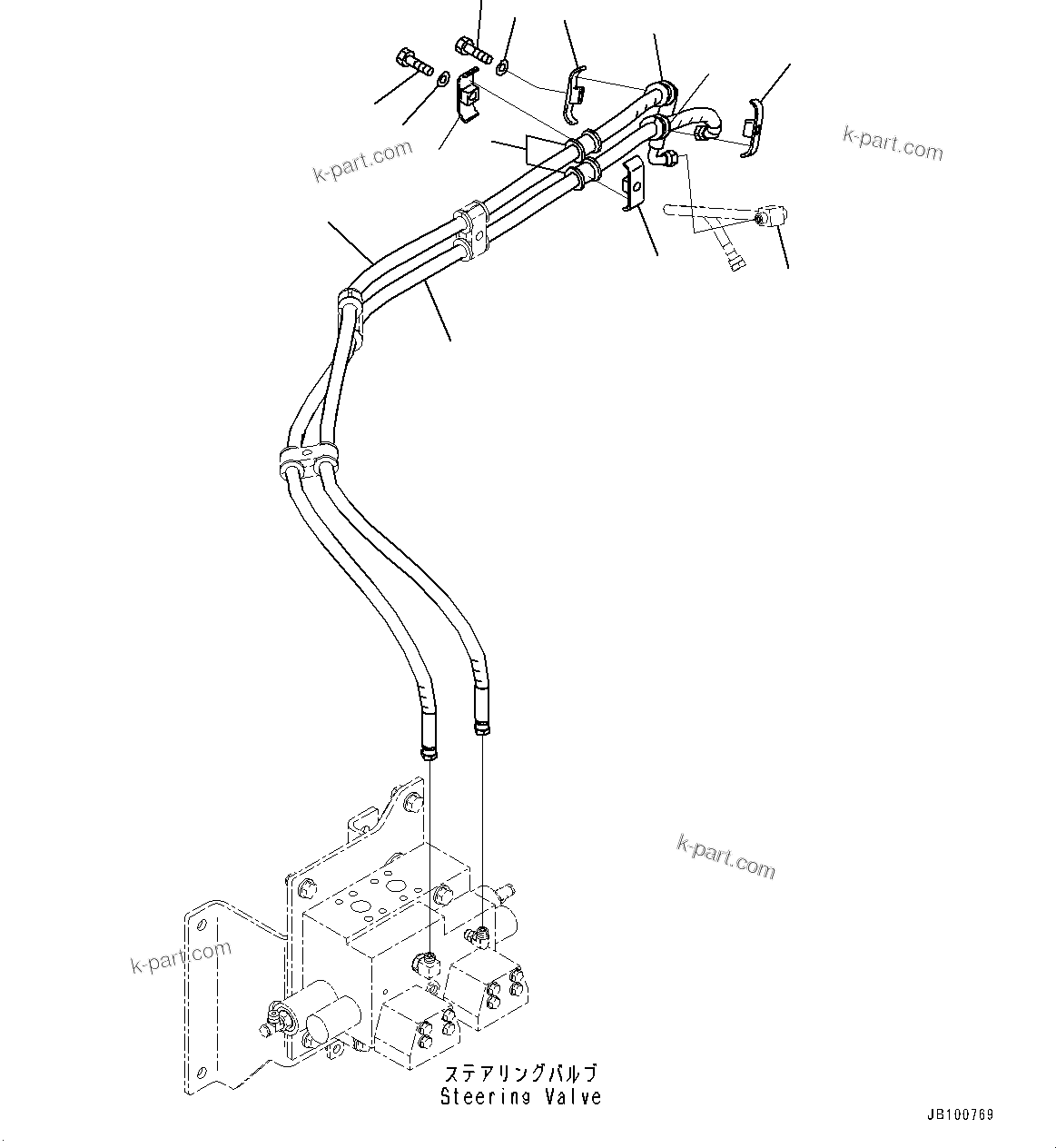 Komatsu parts book diagram for WA800-8E0 S/N 84001-UP: TORQUE CONVERTER AND TRANSMISSION, STEERING VALVE PIPING(#83001-)