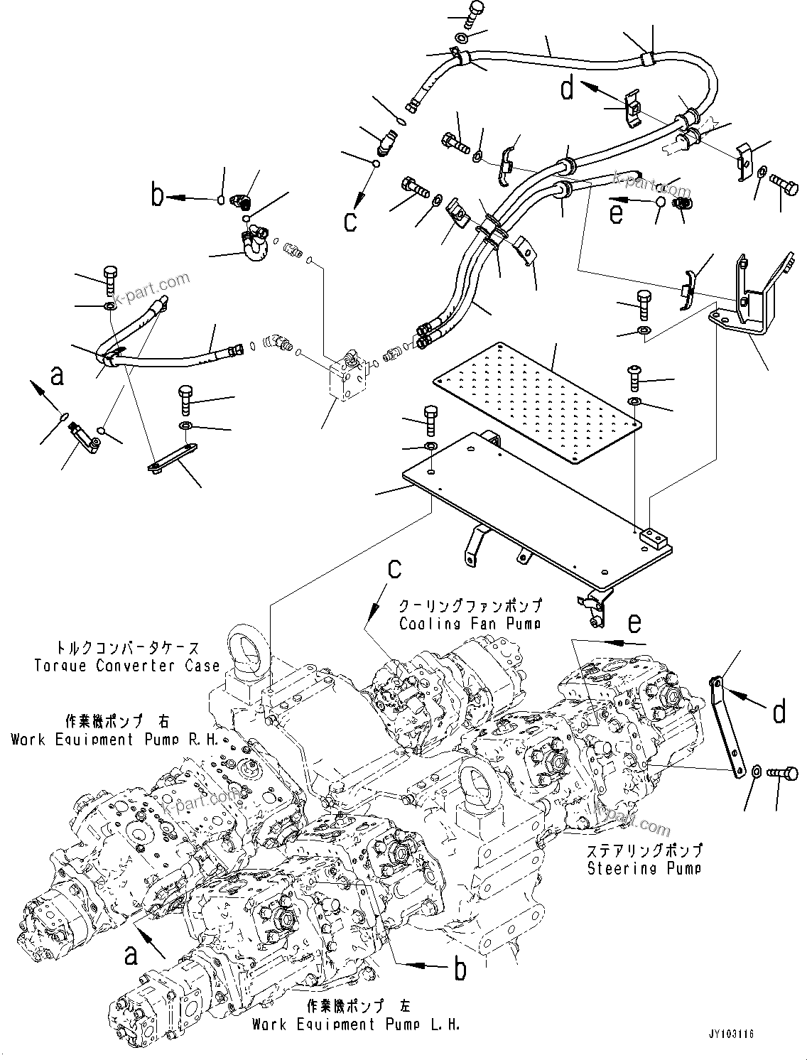 Komatsu parts book diagram for WA800-8E0 S/N 84001-UP: TORQUE CONVERTER AND TRANSMISSION, PIPING (2/2)(#83001-)
